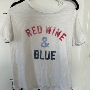 Red, wine and blue t shirt